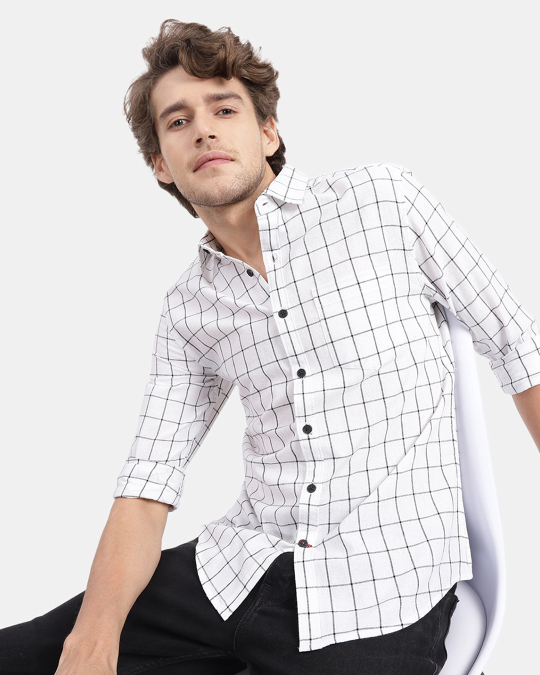 Buy Men's White Checked Shirt Online at Bewakoof