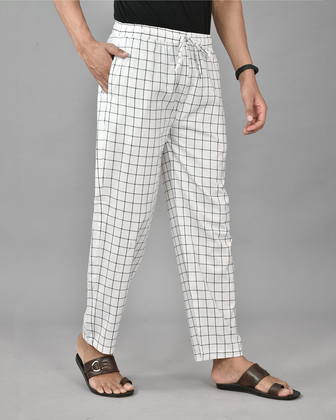 Indian Needle Men's Black Window Checked Formal Trousers – Jompers