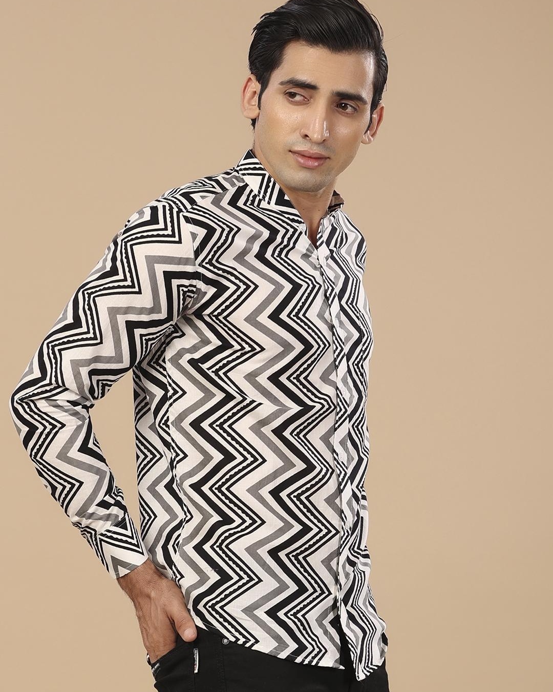 Shop Men's White Chevron Printed Shirt-Back