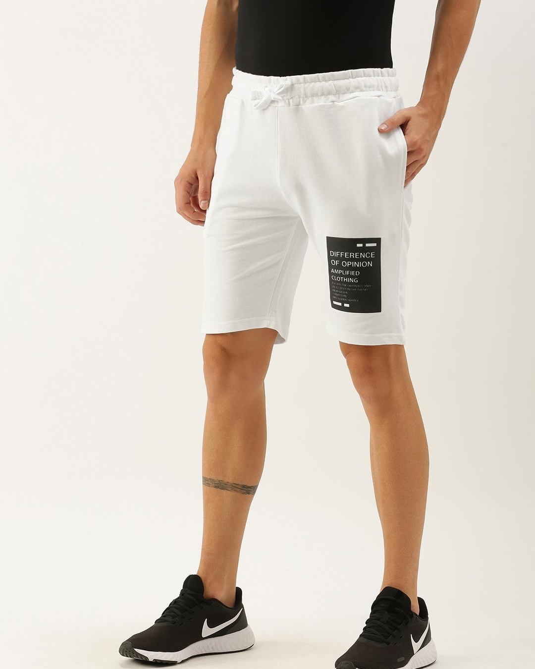 Shop Men's White Color Block Shorts-Back