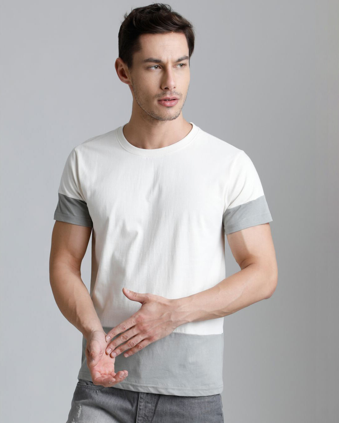 Buy Men's White Colourblocked Tshirt for Men White Online at Bewakoof