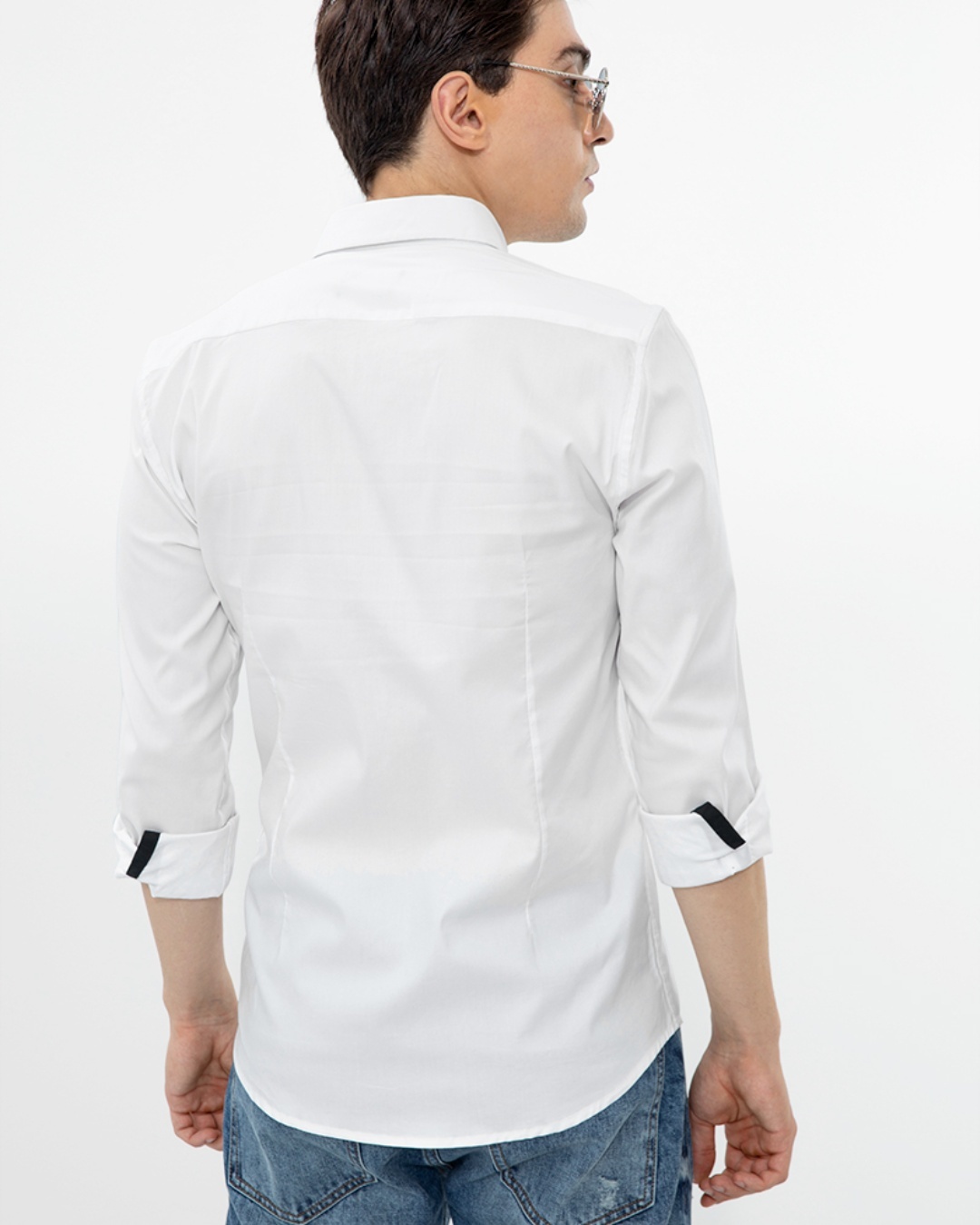 Shop Men's White Cotton Shirt-Back
