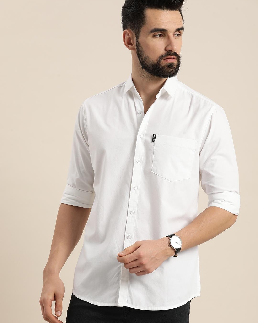 Buy Men s White Cotton Shirt Online At Bewakoof