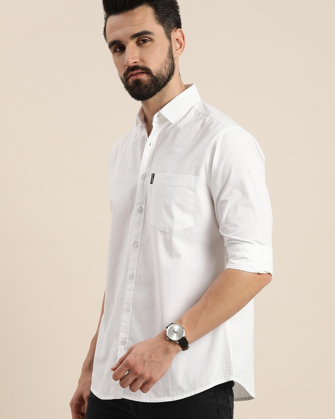 Shop Men's White Cotton Shirt-Back