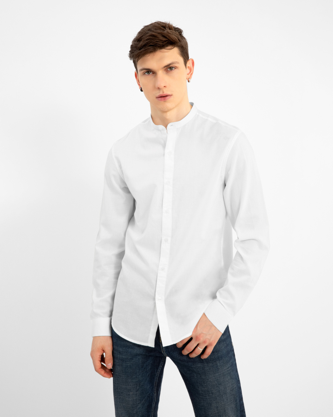 Shop Men's White Cotton Slim Fit Shirt-Back