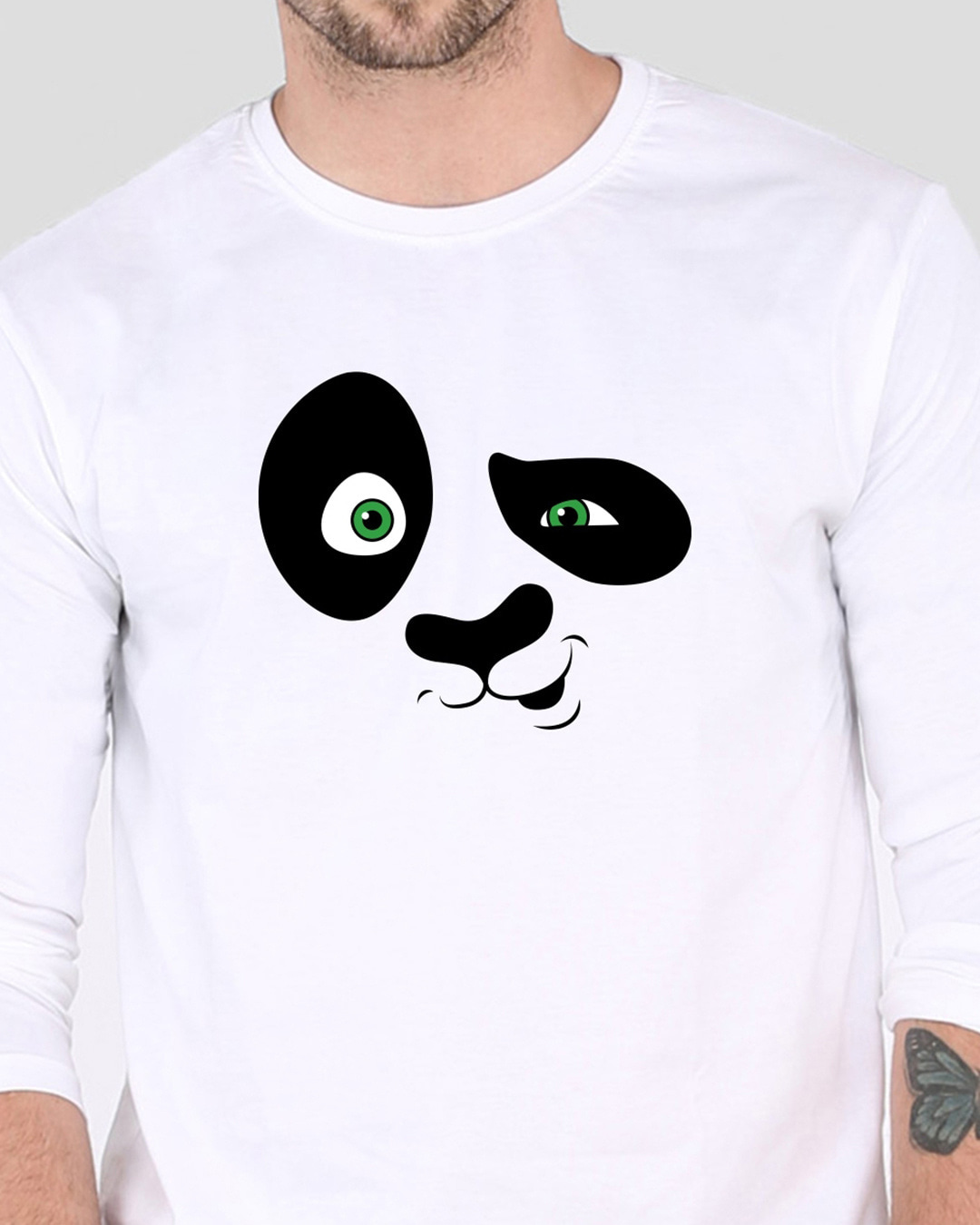 Shop Men's White Crazy Panda Printed T-shirt-Back