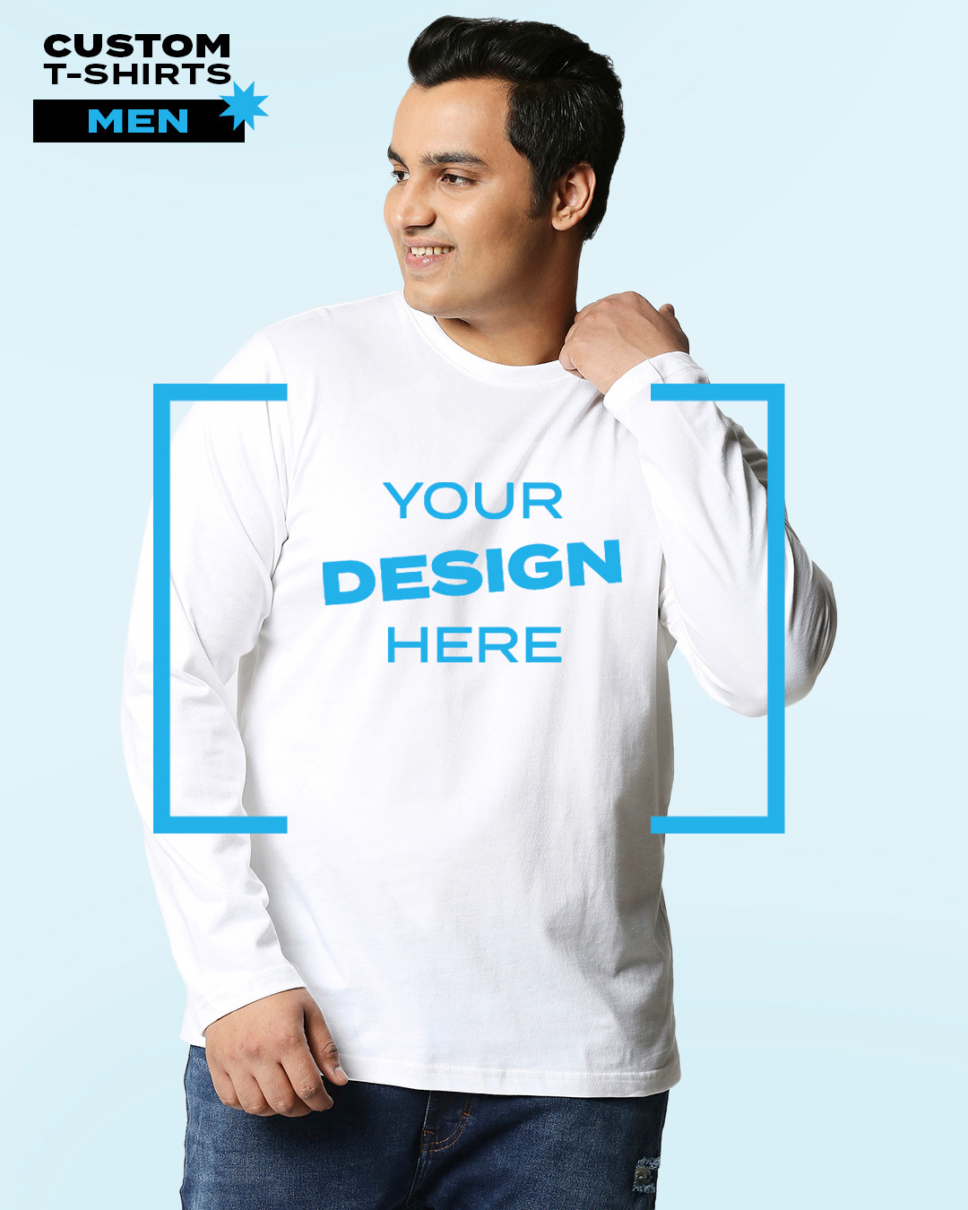 Buy Men's White Customizable Plus Size T-shirt Online at Bewakoof