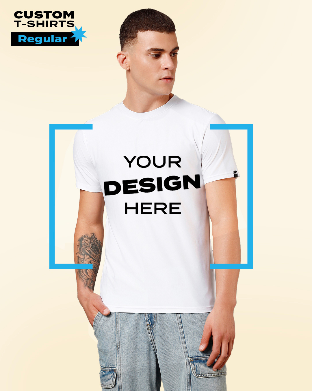 Buy Men's White Customizable T-shirt Online at Bewakoof