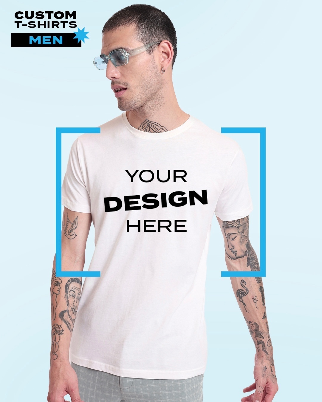 Buy Men's White Customizable T-shirt Online at Bewakoof