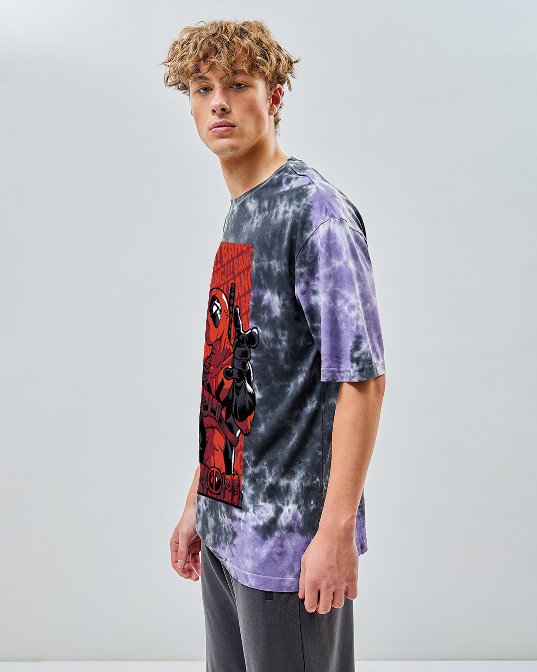 Shop Men's White & Blue Deadpool Reloaded Graphic Printed Oversized T-shirt-Back