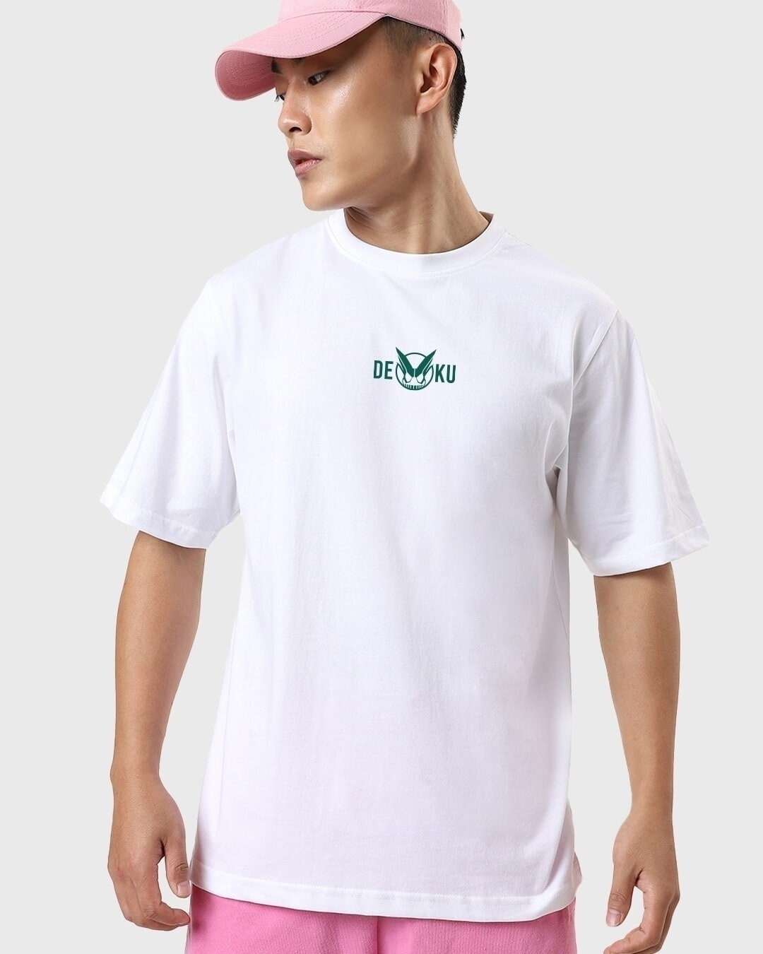 Shop Men's White Deku Graphic Printed Oversized T-shirt-Back
