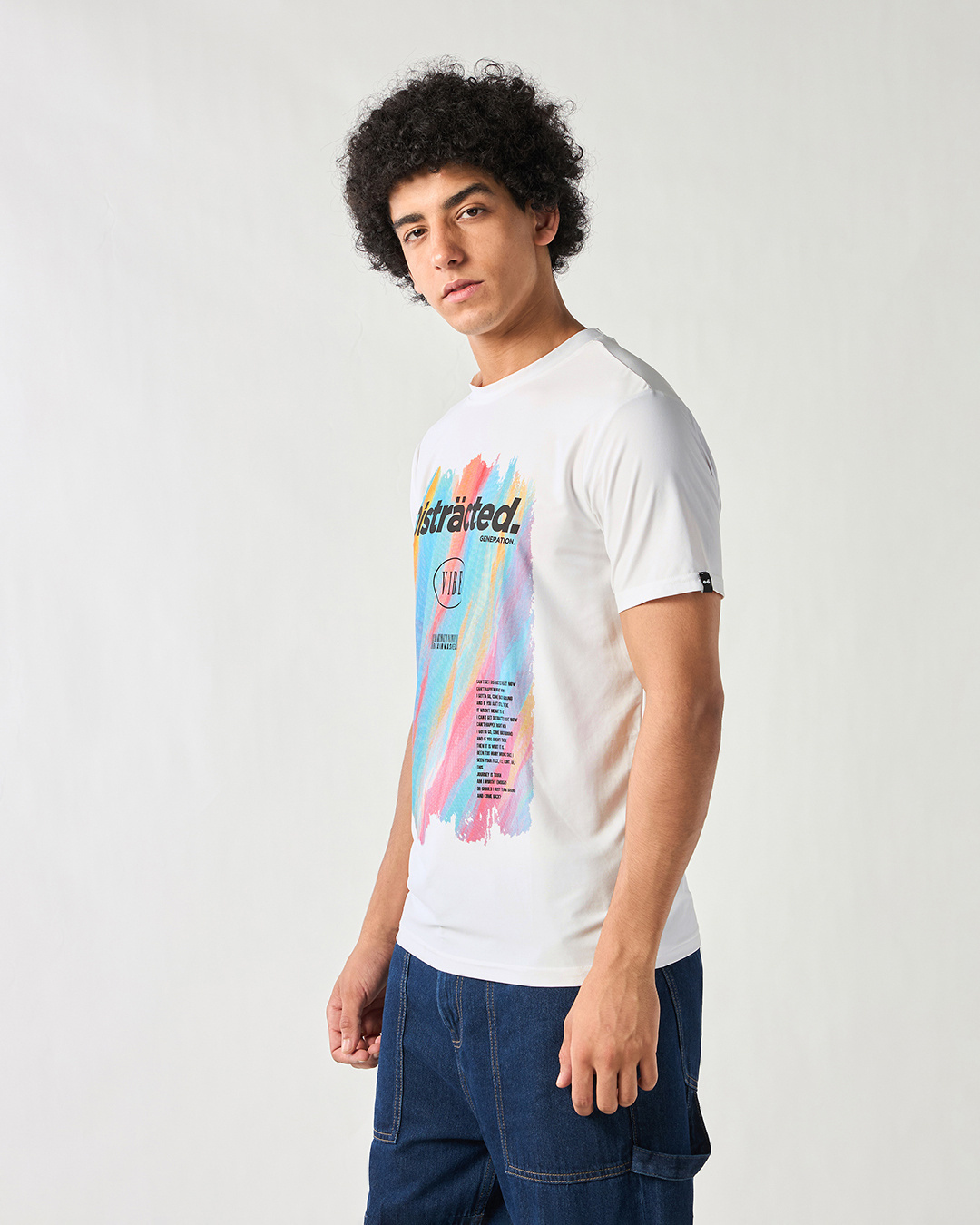 Shop Men's White Distracted Graphic Printed T-shirt-Back