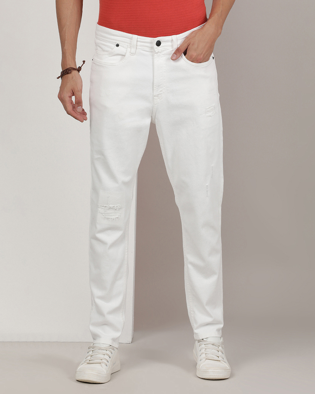 Buy Men's White Distressed Jeans Online at Bewakoof