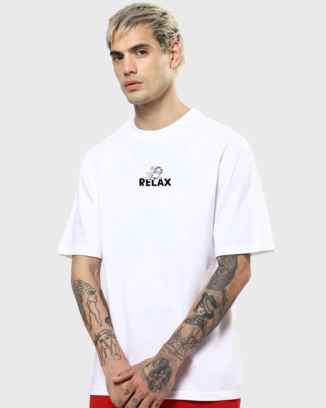 Shop Men's White Do Nothing Club Graphic Printed Oversized T-shirt-Back