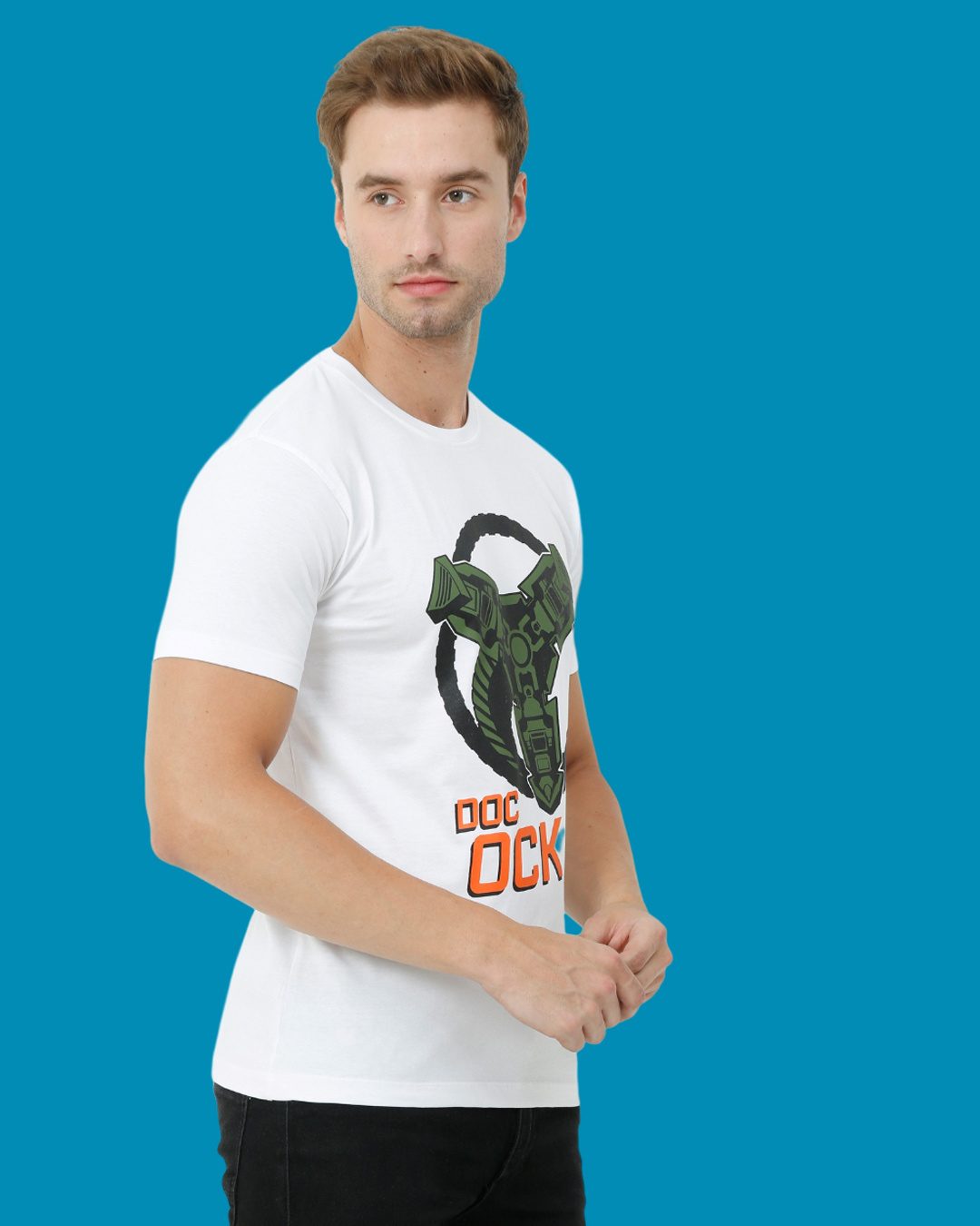 Shop Men's White Doc Ock Graphic Printed T-shirt-Back