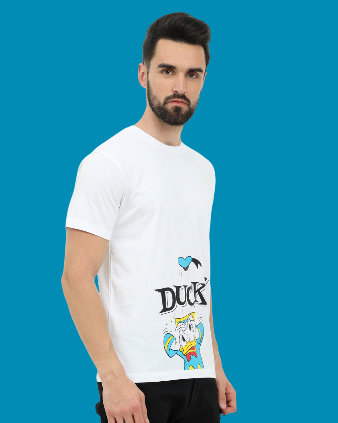 Shop Men's White Donald Duck Graphic Printed T-shirt-Back