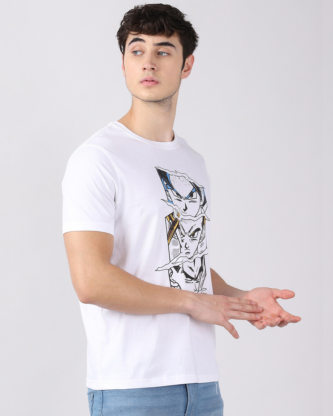 Shop Men's White Anime Dragon Ball Z Goku Graphic Printed T-shirt-Back