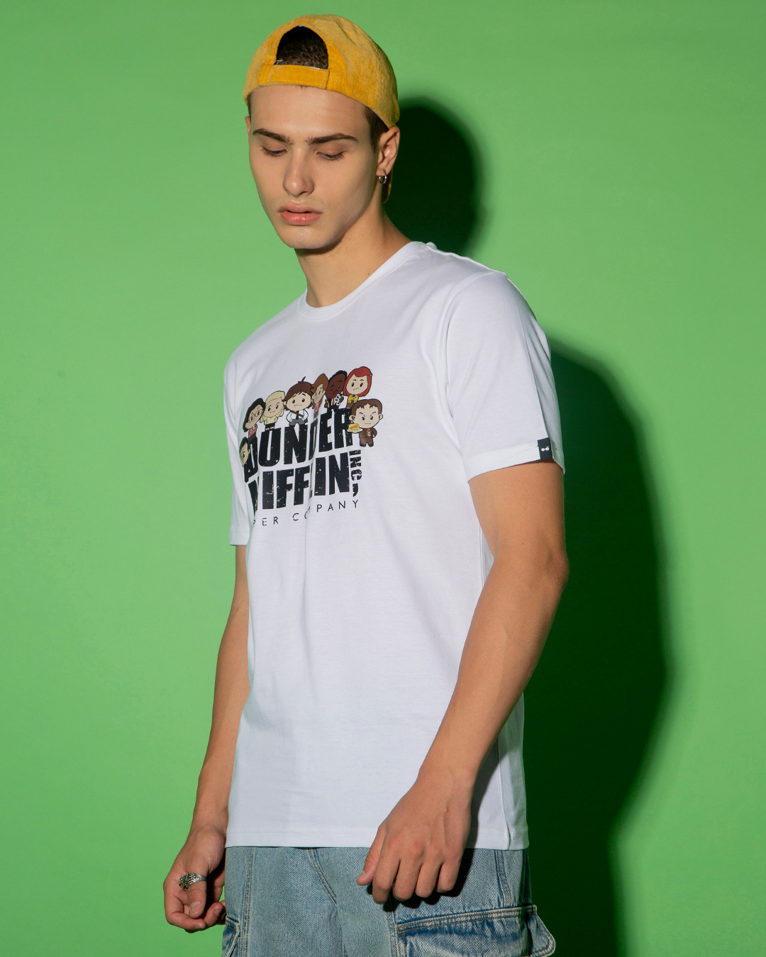 Shop Men's White Dunder Mifflin Chibi Graphic Printed T-shirt-Back