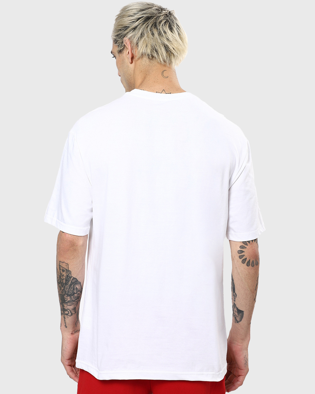 Shop Men's White Dynamic Duo Graphic Printed Oversized T-shirt-Back