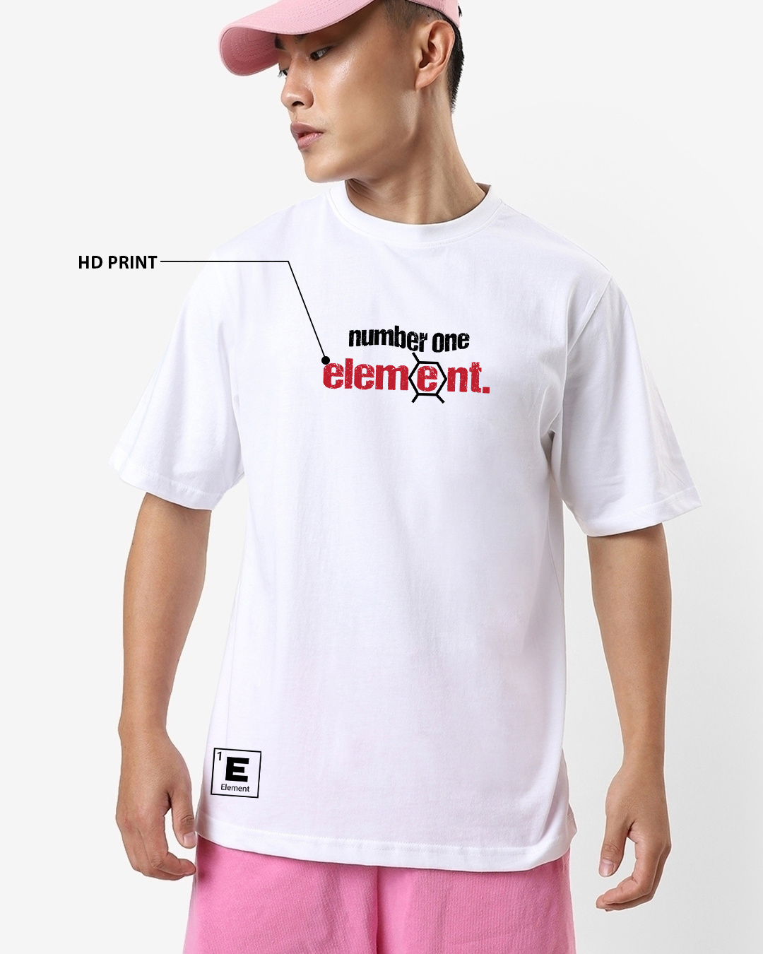 Shop Men's White Element Graphic Printed Oversized T-shirt-Back