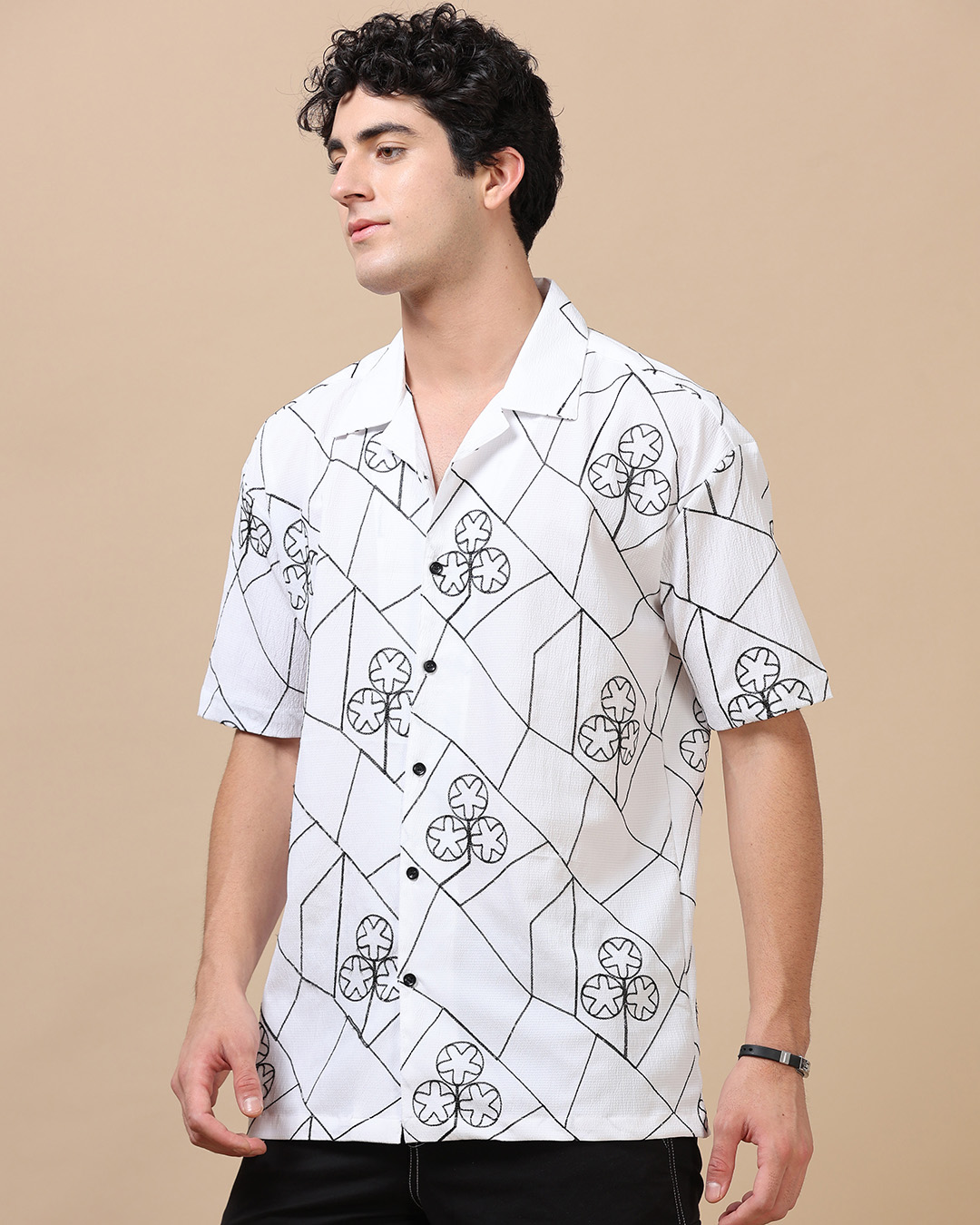 Shop Men's White Embroidered Oversized Shirt-Back