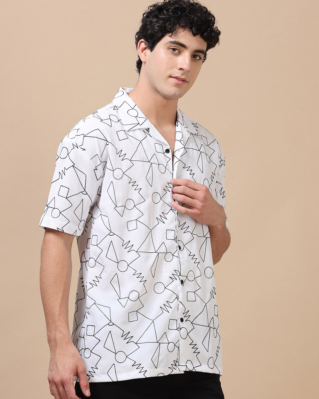 Shop Men's White Embroidered Oversized Shirt-Back