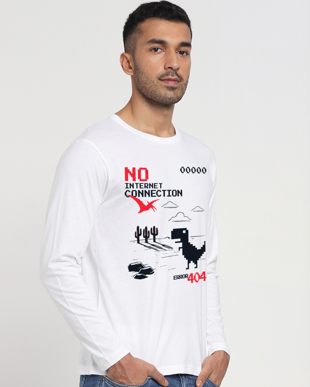 Shop Men's White Error Graphic Printed T-shirt-Back