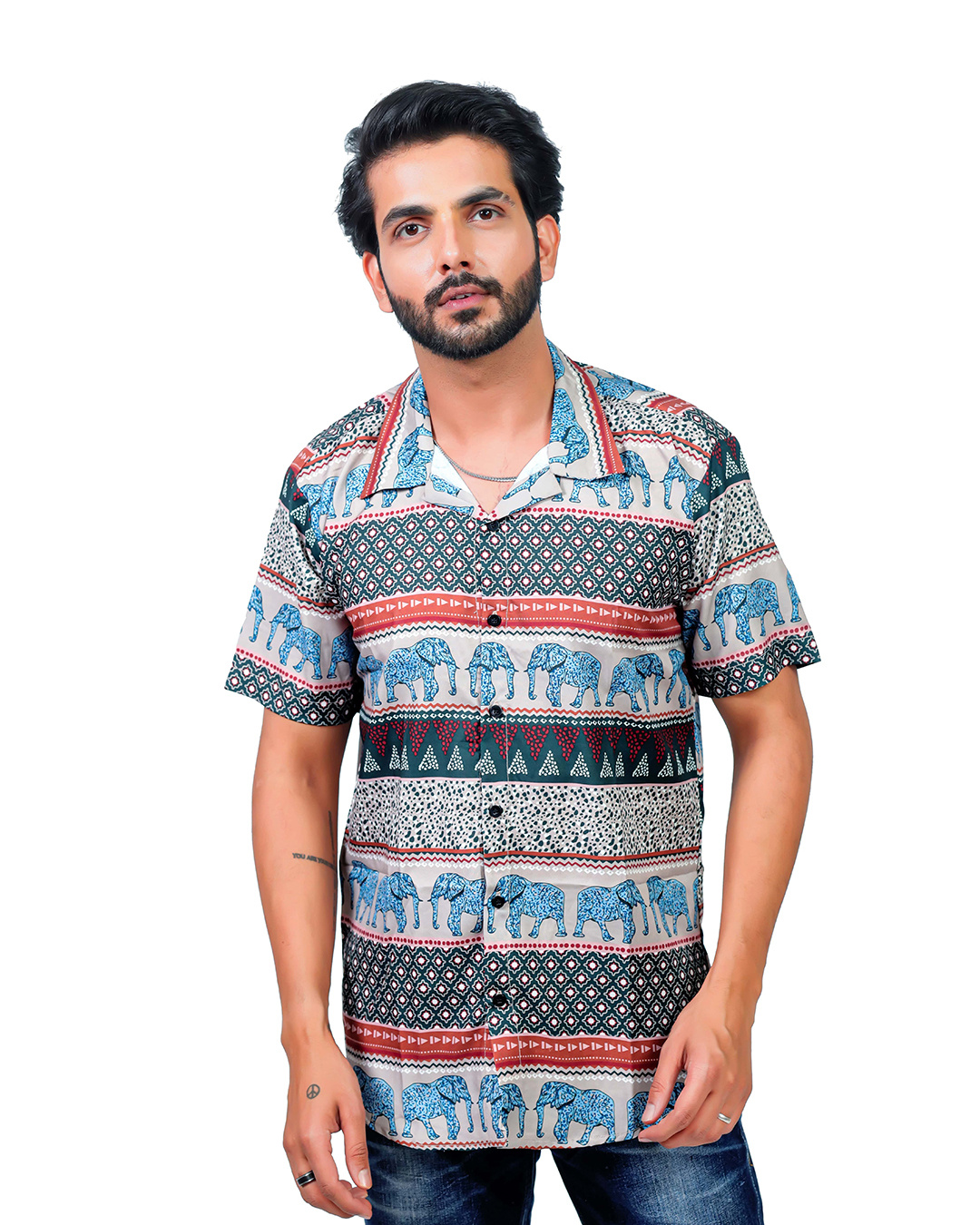 Buy Men's White Ethnic Motif Printed Slim fit Shirt Online at Bewakoof