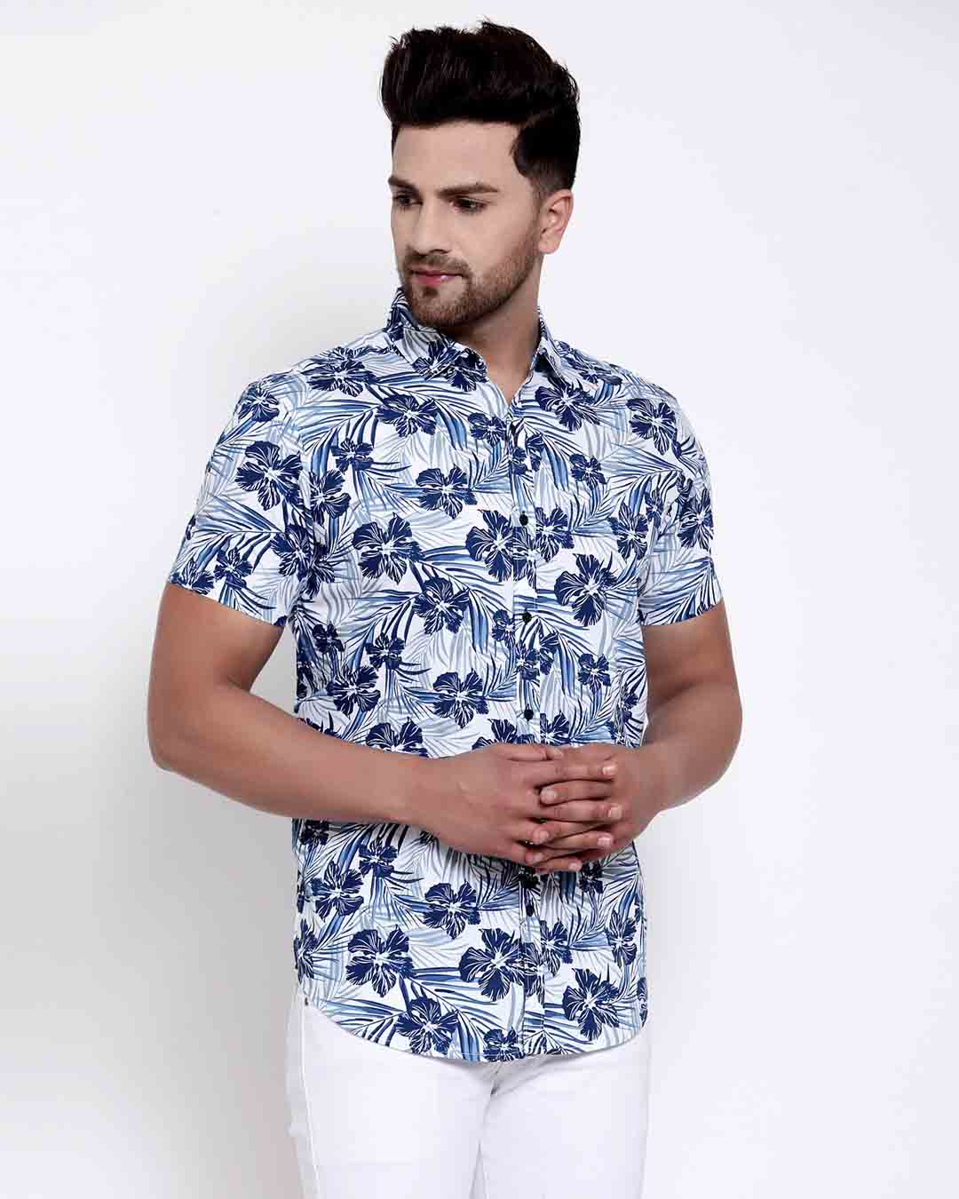 Shop Men's White Floral Print Shirt-Back