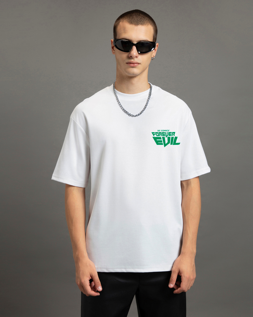 Shop Men's White Forever Evil Graphic Printed Oversized T-shirt-Back