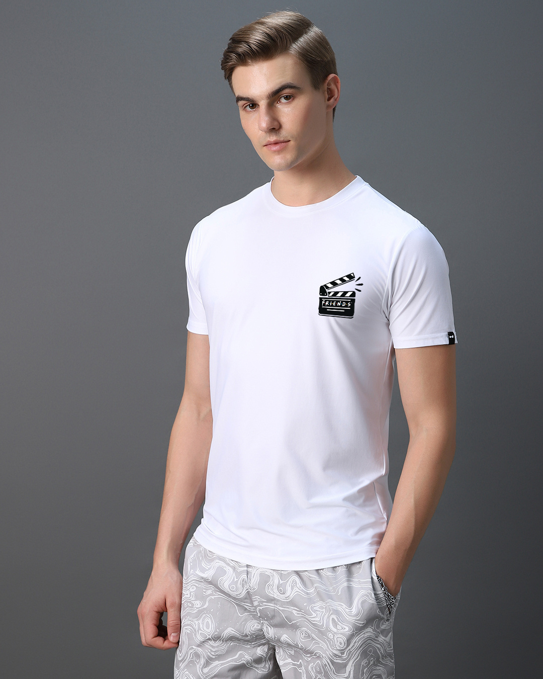 Shop Men's White Friends Clapboard Graphic Printed T-shirt-Back