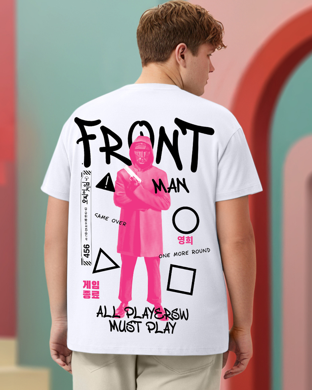 Men's White Graphic Oversized T-Shirt