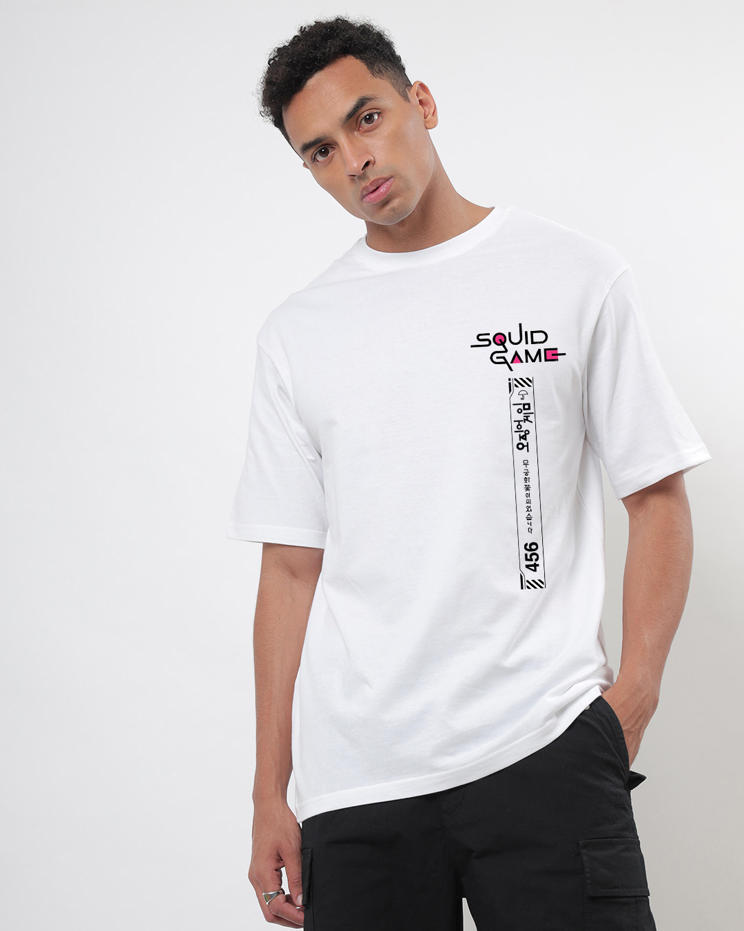Shop Men's White Front Man Graphic Printed Oversized T-shirt-Back