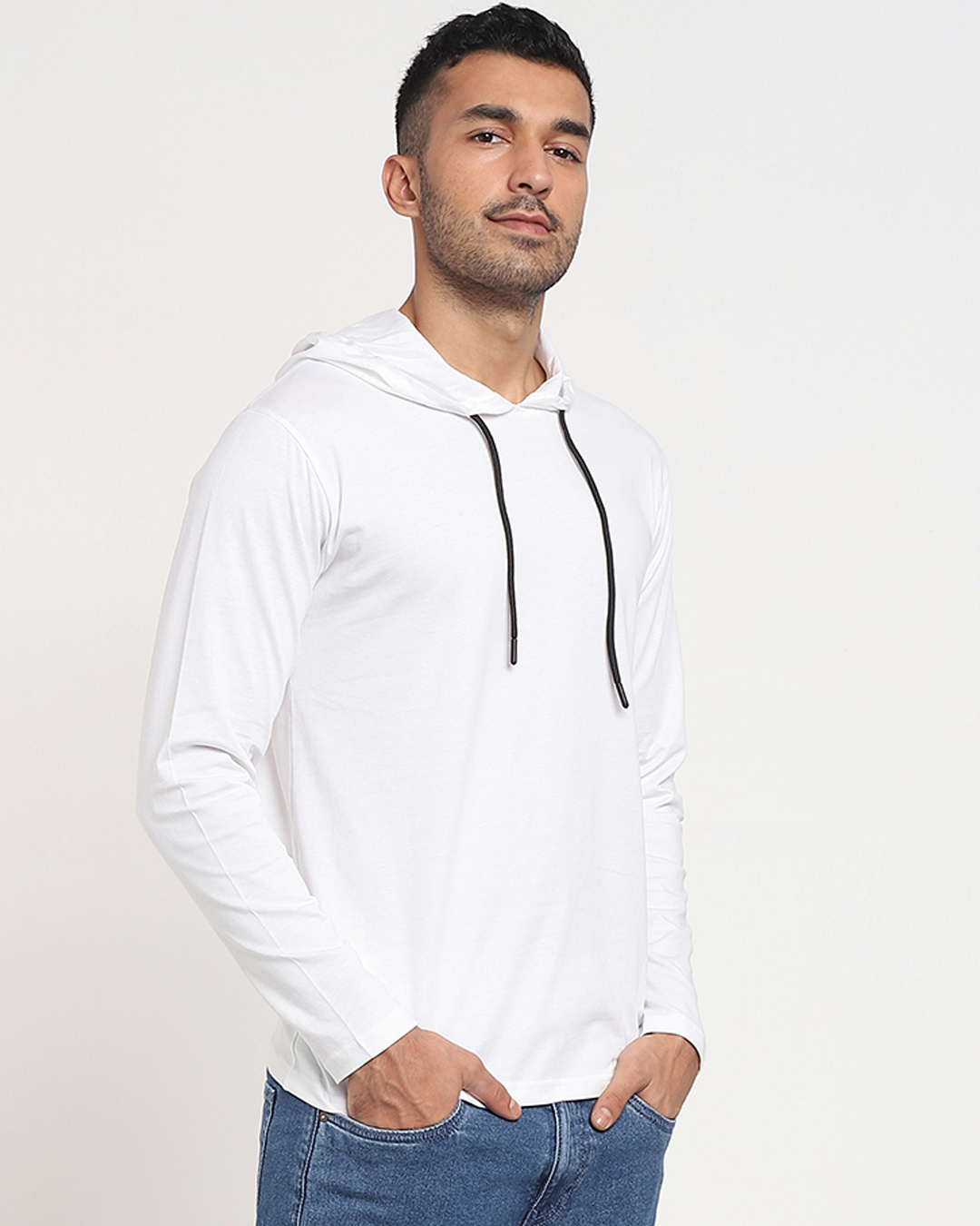 Shop Men's White Full Sleeve Hoodie T-shirt-Back