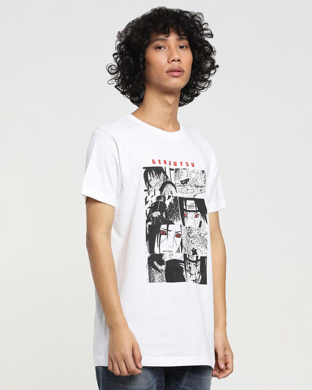Shop Men's White Genjutsu Graphic Printed T-shirt-Back