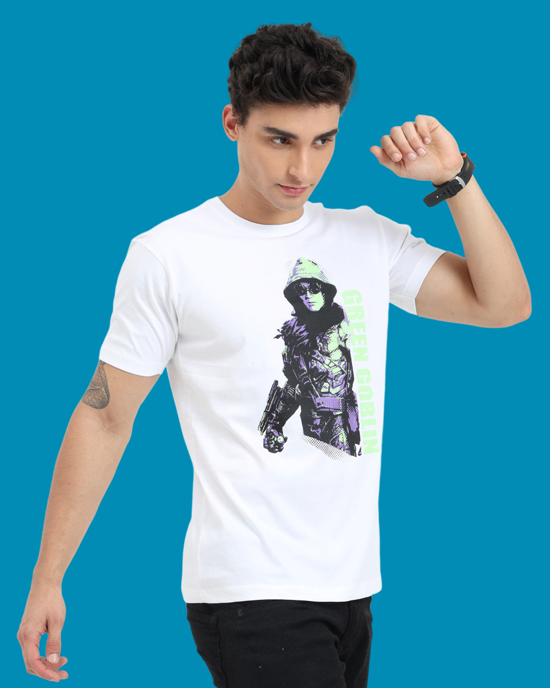 Shop Men's White Goblin Graphic Printed T-shirt-Back