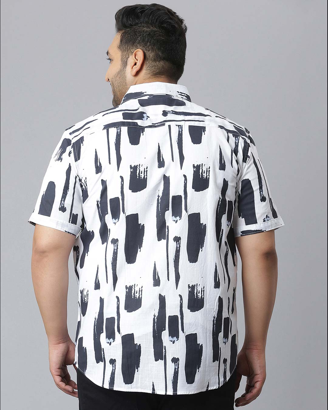Shop Men's White Graphic Design Stylish Half Sleeve Casual Shirt-Back