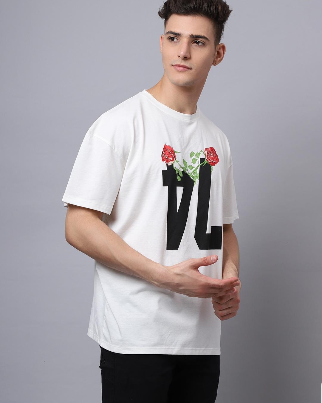 Shop Men's White Graphic Printed Oversized T-shirt-Back
