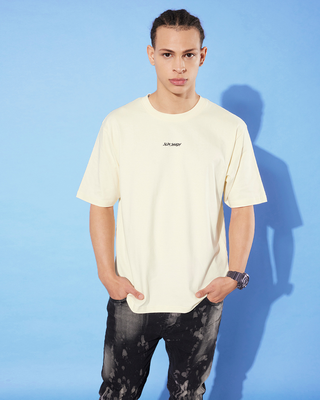 white oversized t shirt printed