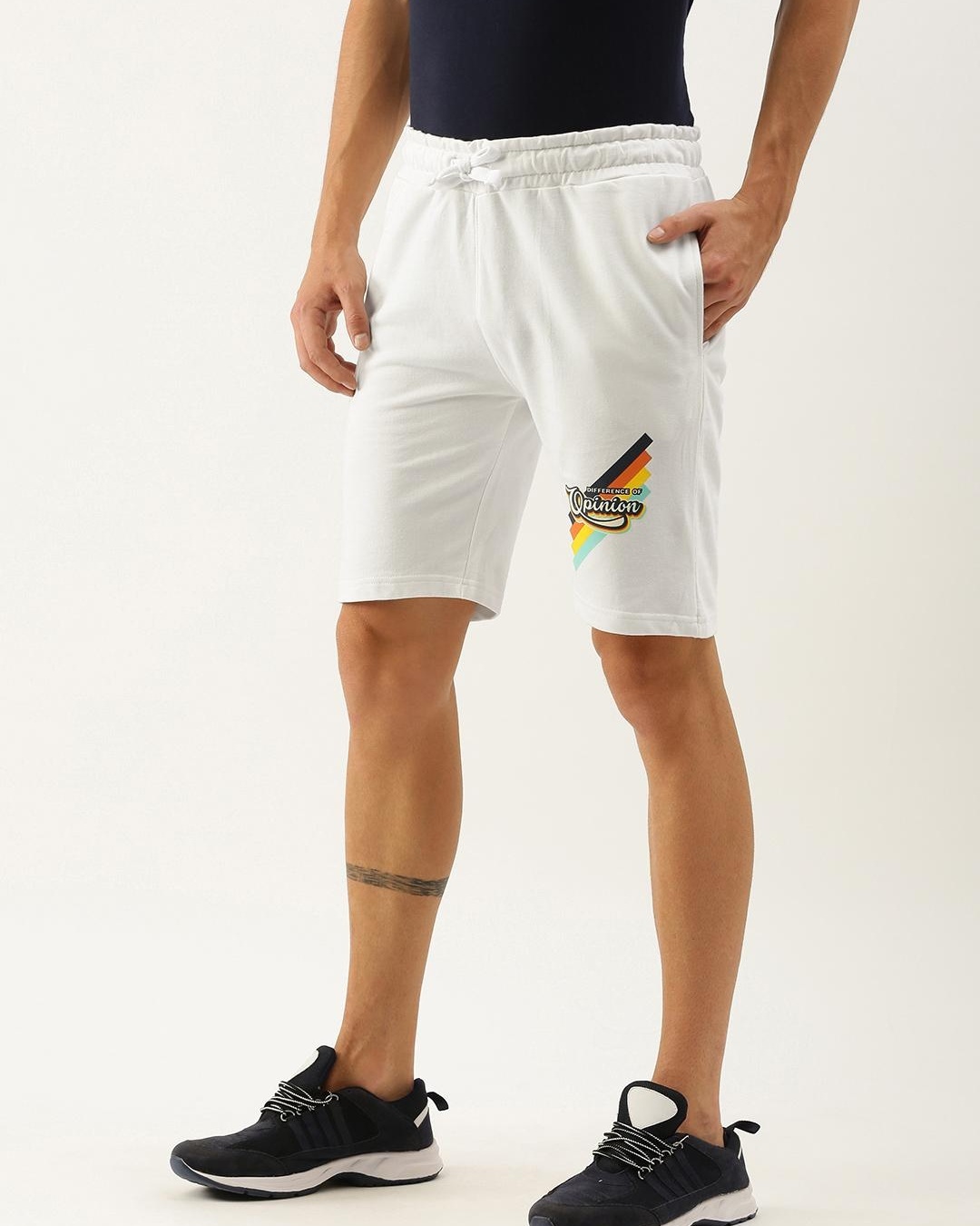 Shop Men's White Graphic Printed Shorts-Back