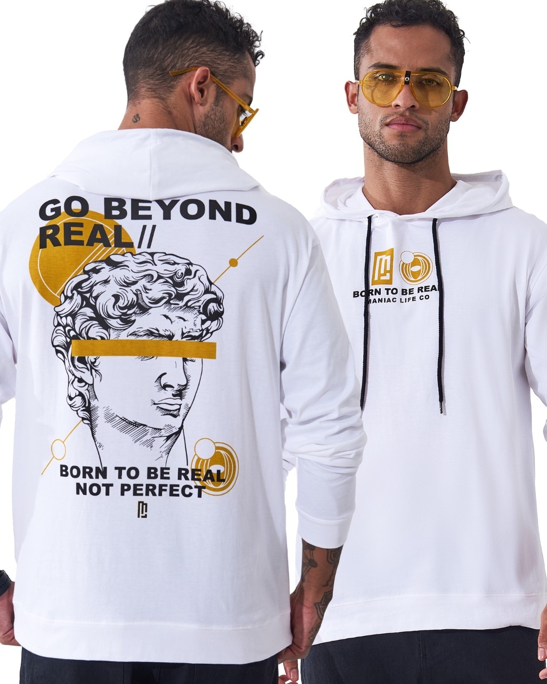 Buy Men's White Graphic Printed Slim Fit Hoodie Online at Bewakoof