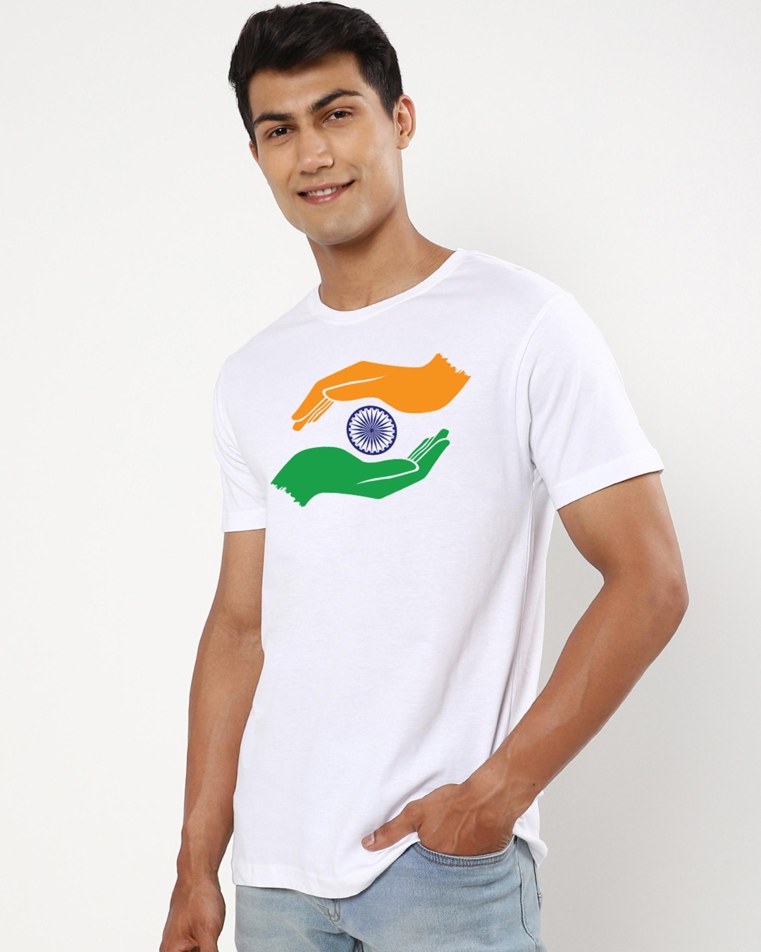 Buy Men's White Apna Bharat Graphic Printed T-shirt for Men White ...