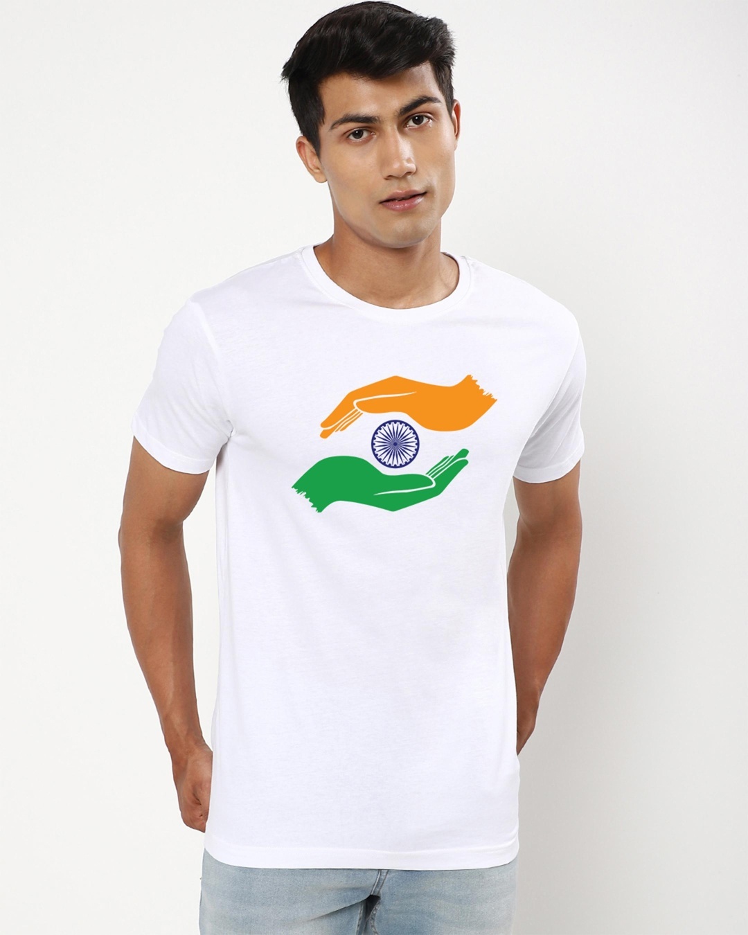 Shop Men's White Apna Bharat Graphic Printed T-shirt-Back
