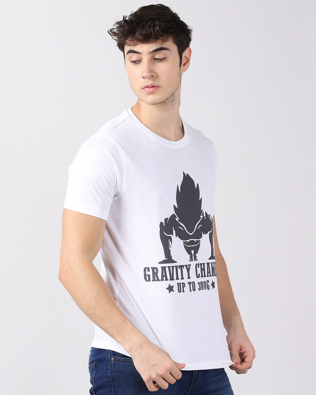 Shop Men's White Anime Gravity Chamber Graphic Printed T-shirt-Back