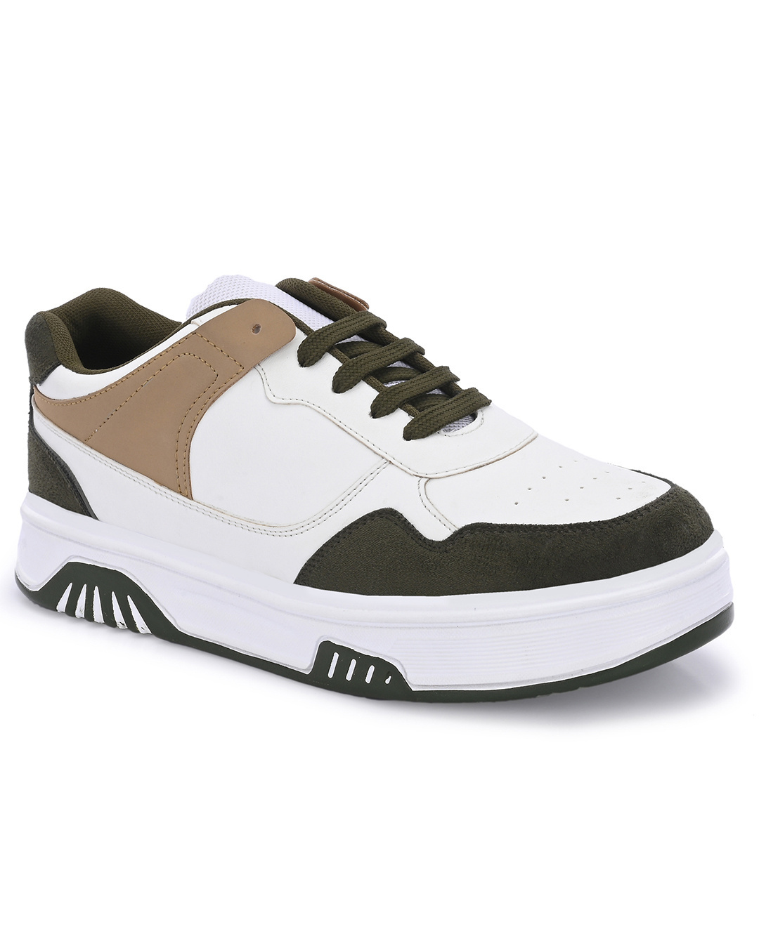 Shop Men's White & Green Colorblock Sneakers-Back