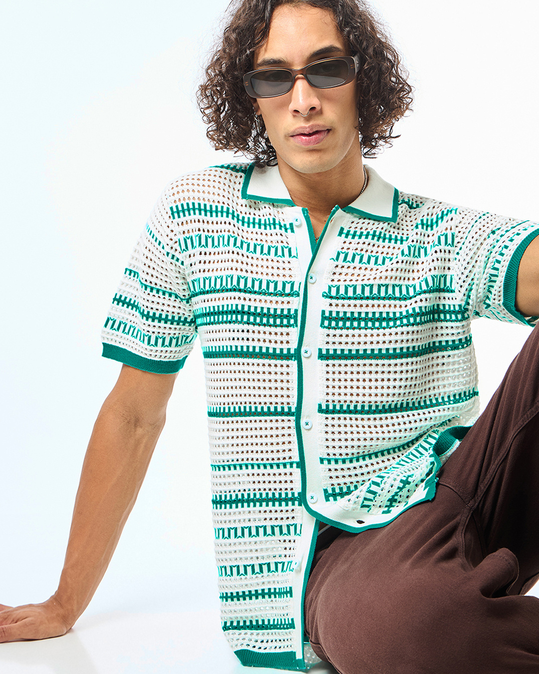 White And Green Striped Shirt 2026.Buy Men's White & Green Striped Flatknit Shirt Online at Bewakoof