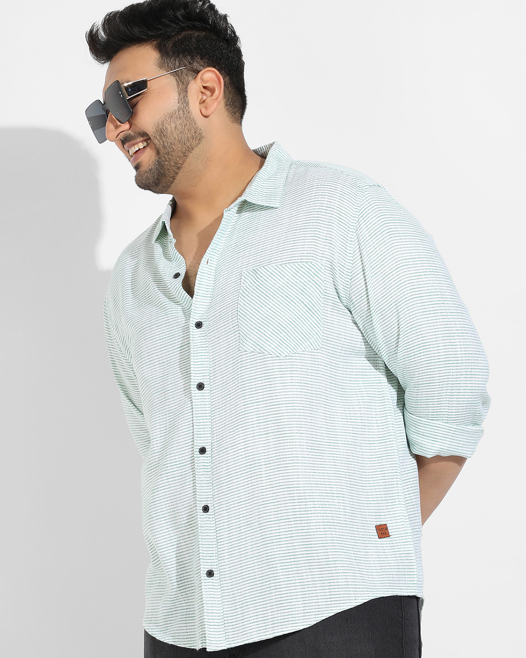 Buy Mens White And Green Striped Oversized Shirt Online At Bewakoof