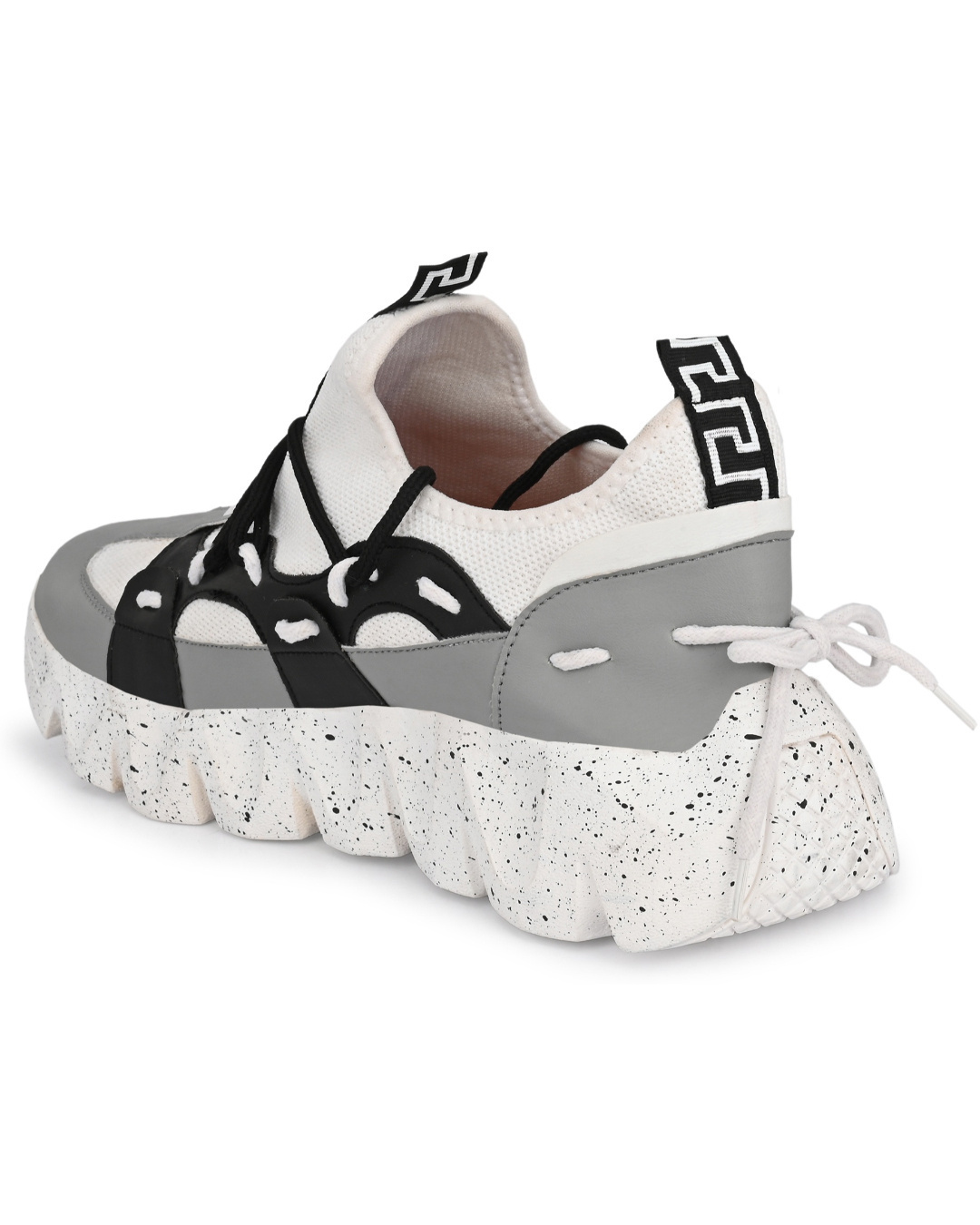 Shop Men's White & Grey Color Block Lace-Ups Sneakers-Back