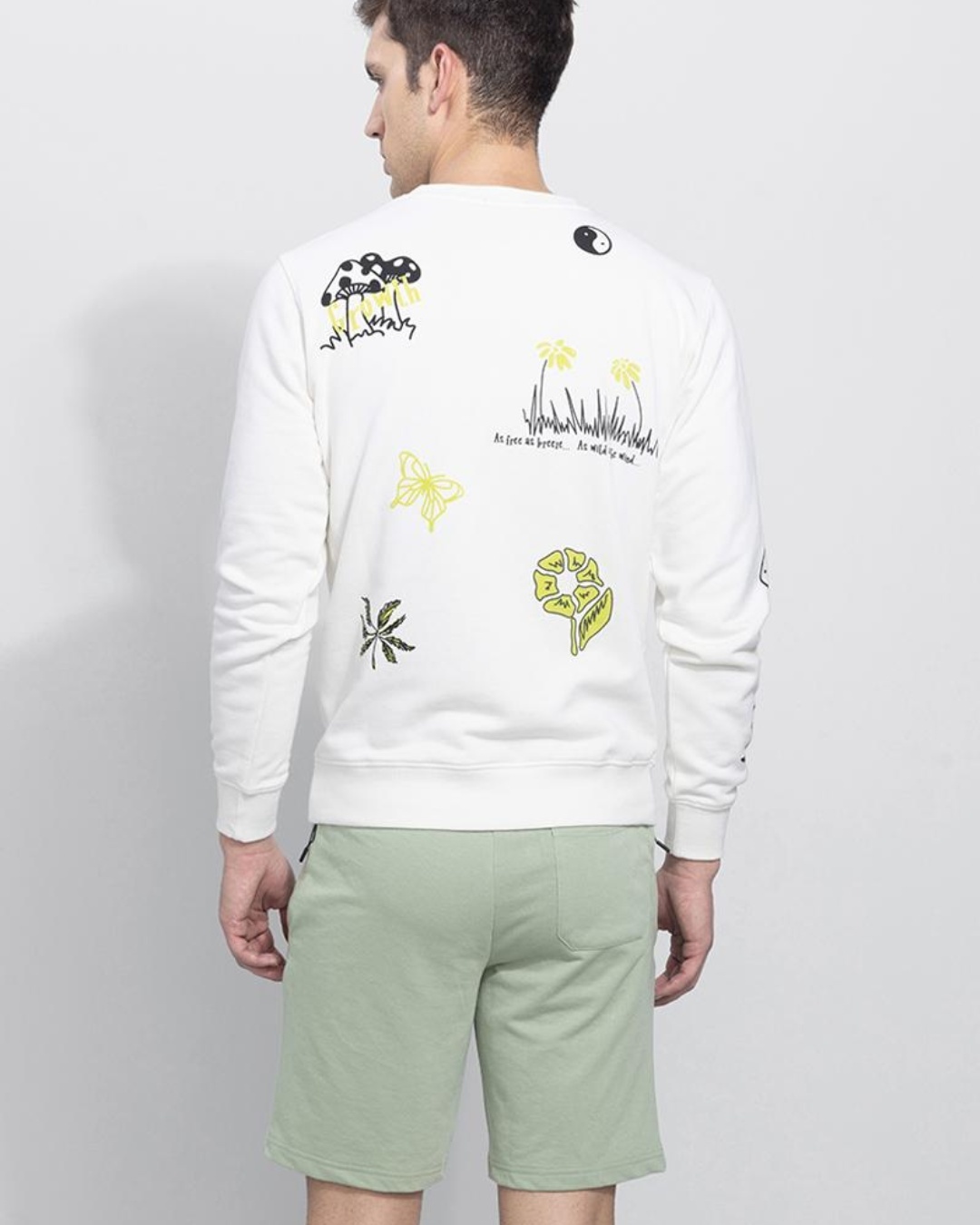 Shop Men's White Growth Graphic Printed Sweatshirt-Back
