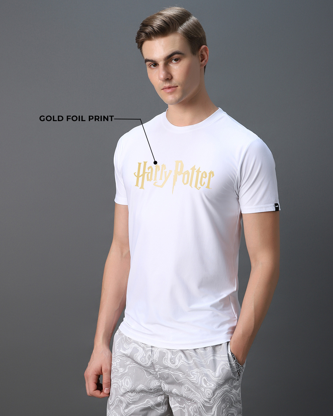 Shop Men's White Harry Potter Logo Graphic Printed T-shirt-Back